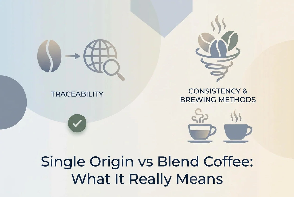 Professional header image for comparison analysis: Single Origin vs Blend Coffee: What It Really Means