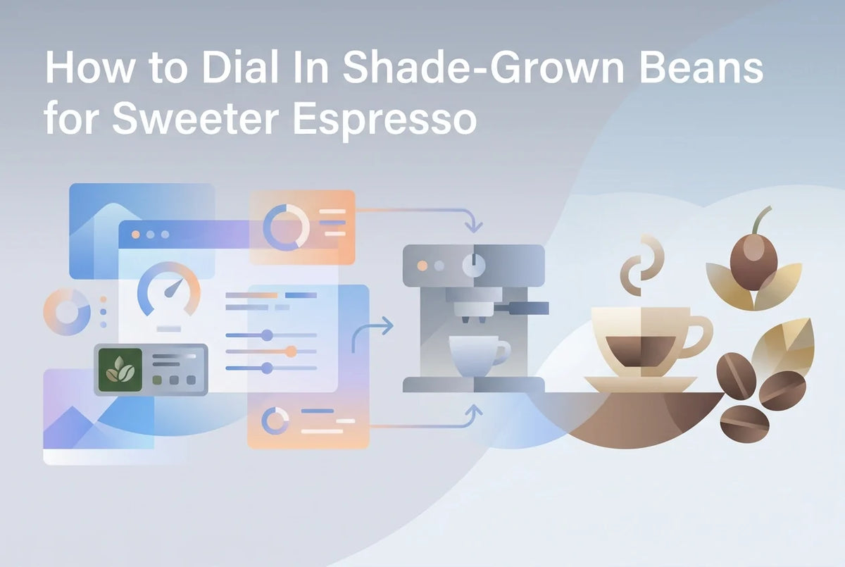 Professional header image for step-by-step guide: How to Dial In Shade-Grown Beans for Sweeter Espresso