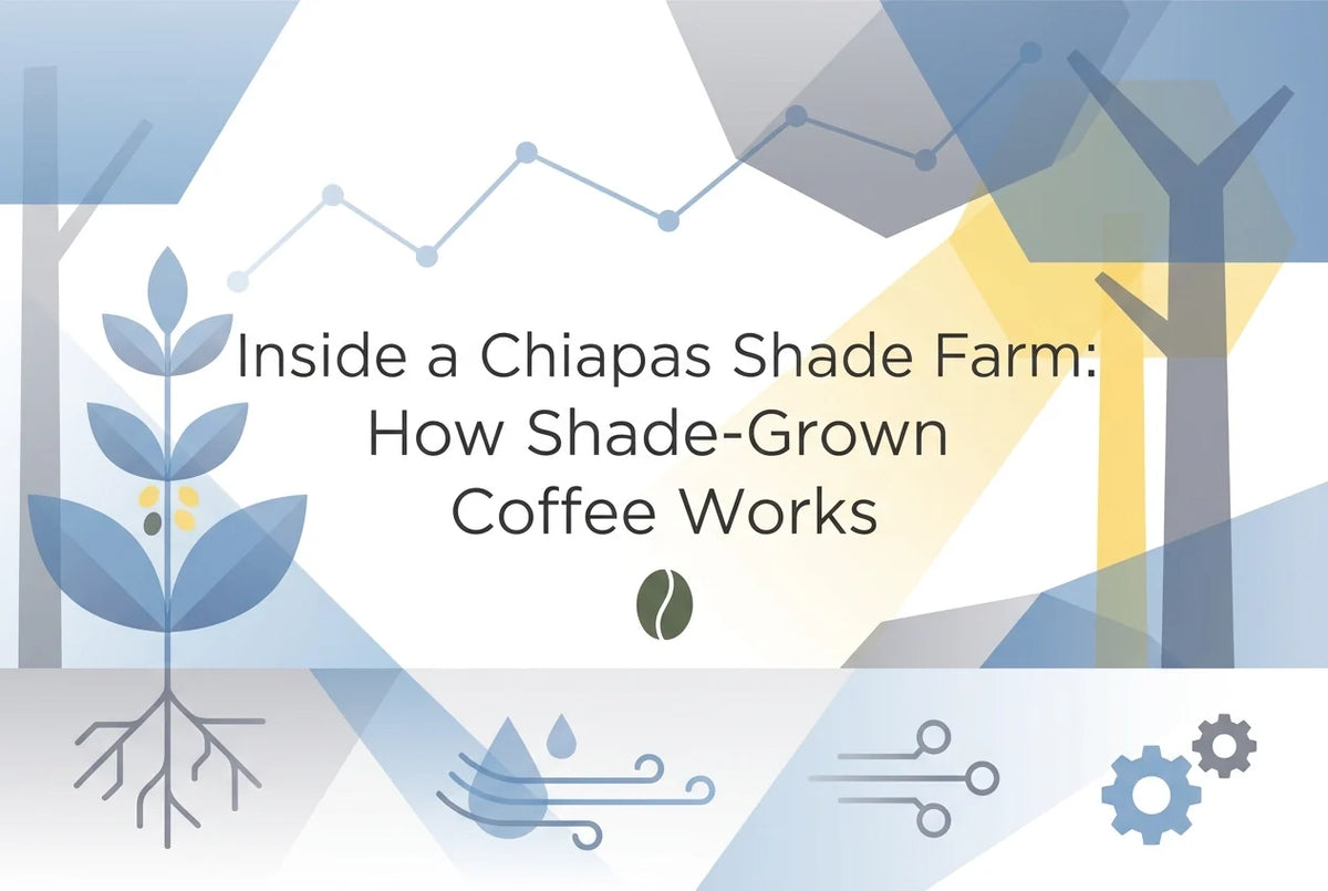 Professional header image for educational tutorial: Inside a Chiapas Shade Farm: How Shade-Grown Coffee Works